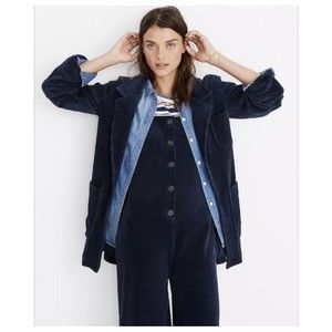 Madewell Jacket Womens XS Blue Texture & Thread Velour Corduroy Blazer